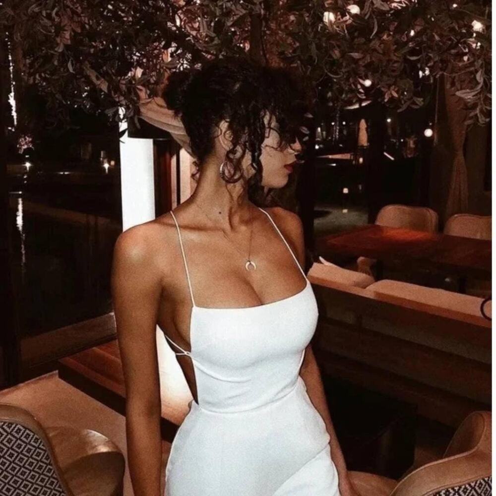NWT Revolve NBD Prosecco Jumpsuit Wide Leg Back Lace Up Ivory SM Bridal Wedding - Picture 6 of 9